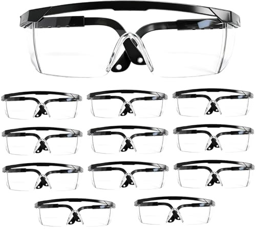 GZRXIOUS 12 Pcs Gafas de Protección, Gafas de Seguridad para Usuarios Con Gafas, Protección Lateral Antipolvo para Laboratorio, Química, Taller, Escuela Y Bricolaje