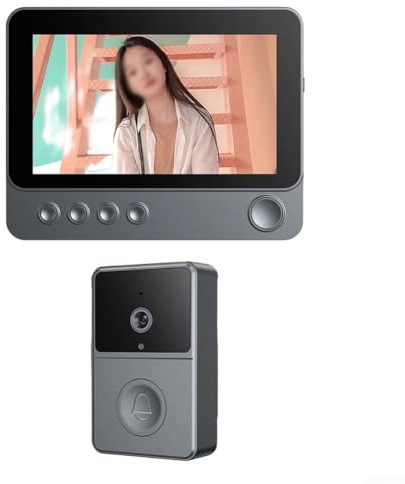 Sonnette vidéo sans fil avec écran IPS de 4,3 pouces et caméra HD grand angle de 170 °, interphone audio bidirectionnel pour la surveillance de la sécurité à domicile, sonnette extérieure étanche IP65