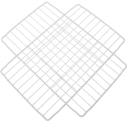 VANZACK 2 Pcs White Wire Freezer Storage Rack 28×17cm, Refrigerator Shelf Dividers for Chest Freezer Organiser, Multi-layer Grid Partition for Space Saving