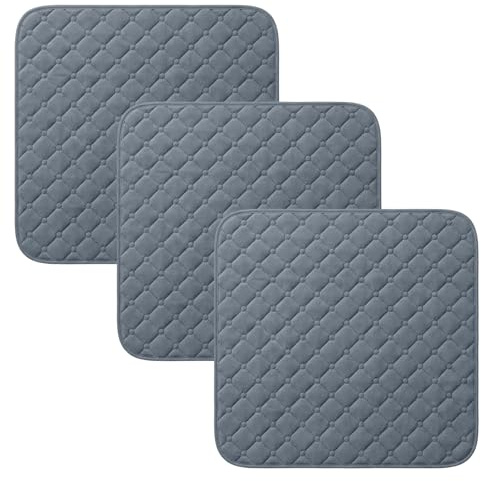 Waschbare Inkontinenz Sitzauflage 3 Stück 50x50cm Hoch Saugfähig Wiederverwendbare Wasserdichtes Sitzkissen Hautfreundlich Inkontinenz Sitzauflage für Altenpflege Baby Rollstuhl Auto Sofa (Dunkelgrau)