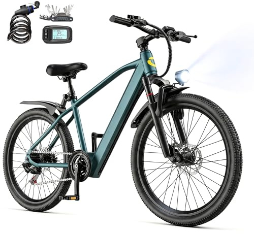 Eleglide E-Bike 26 Zoll für Damen & Herren, E-Bike 26 mit 21-Gang Schaltung 250W Motor 13Ah Akku, E-Fahrrad mit LCD Display und LED-Beleuchtung, Pedelec Citybike EBike für Erwachsene