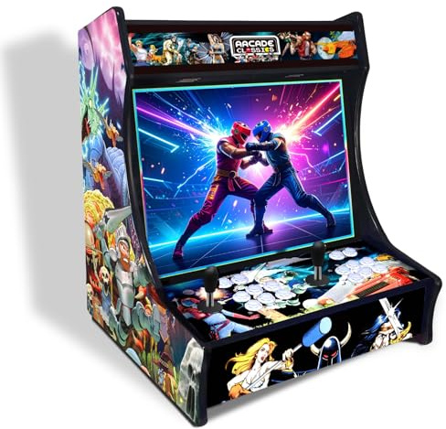 Máquina Arcade Retro 22 con Pantalla HD | 2 Jugadores | 6 Botones por Jugador | Modo Free Play o Monedero | Altavoz Integrado | Marquesina LED | Mueble Arcade Hecho a Mano