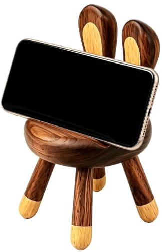 Générique Phone Holder - for Desk Chair Shape Wooden Support Prop | Desktop Phone Holder With Animal Ears 13.5x8cm For Workplace Apartment Nightstand Vanity Bedroom Kitchen Home