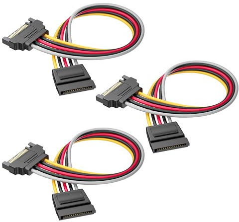Cable Matters 3-Pack 15 Pin SATA Power Extension Cable - 8 Inches, SATA Power Cable for Hard Drive and SSD