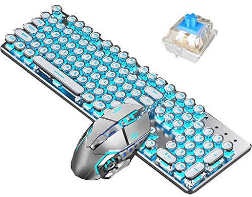 ARCH Tastiere da Gioco Mechanical Desktop Laptop Wired Meccanica Gaming Tastiera E Mouse Dedicato Tastiera di Computer for Windows PC Gaming Tastiera (Color : Blue- Keyboard Mouse)