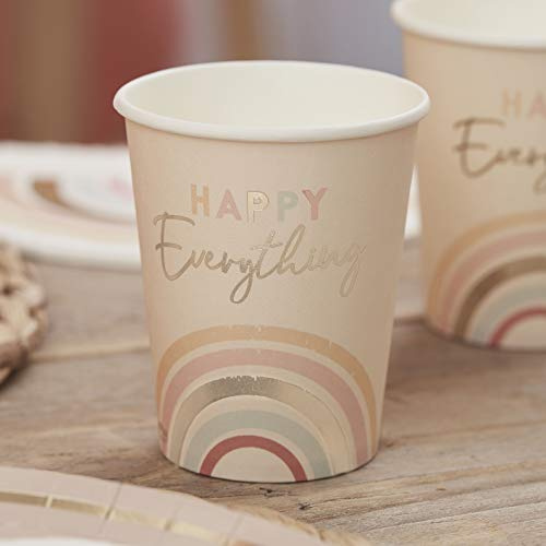 Ginger Ray Happy Everything Lot de 8 gobelets pour fête d'anniversaire Motif arc-en-ciel Pastel