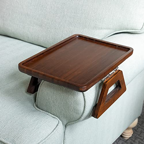 Shamrock Home Sofa Armlehne Beistelltisch aus Bambus Holz Tisch für Couch Armlehne, Clip-On Tablett Sofatisch faltbar I Sofa-Armtablett