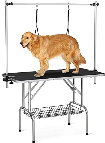 Yaheetech 46 Pet Dog Grooming Table Height Adjustable for Large Dogs Black