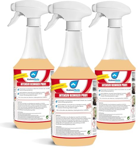 KaiserRein Intensivreiniger Küchenreiniger 3x 1L – Profi Fettlöser Spray – Kraftvolle Reinigung für Küche, Grill, Arbeitsflächen & Edelstahl – Entfernt Fett und hartnäckige Verschmutzungen
