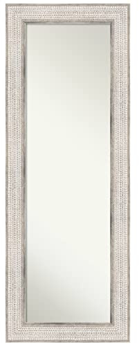 Amanti Art Silver Full Length Mirror for Door, 54x20 Trellis Silver Tall Wall Mirror Full Length, Mounted to Door or Closet Wall with no Visible Brackets, Traditional Wood Frame, Bedroom Decor