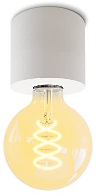 SSC-LUXon NAMBI Deckenlampe klein rund inkl. Leuchtmittel E27 Vintage LED Filament - Aufbauleuchte weiß dimmbar extra warmweiß