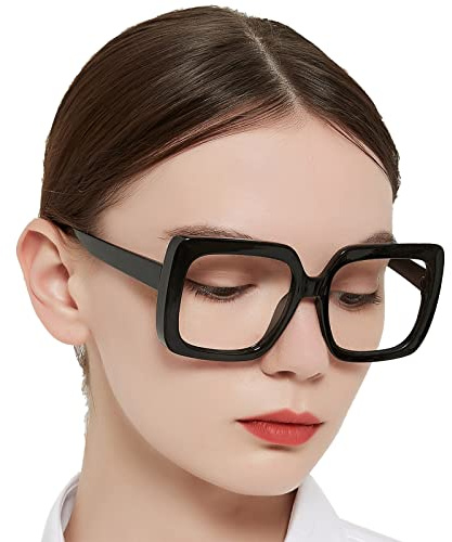 OCCI CHIARI Bifocal Blue Light Reading Glasses for Women 2.0 Stylish Large Readers 1.0 1.25 1.5 1.75 2.0 2.25 2.5 2.75 3.0 3.5 (Black,2.00)