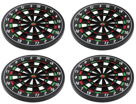Dartboard Drinks Coasters Set of 4, Non-Slip Silicone, Heat Resistant for Home, Restaurant, Office & Pub Bar