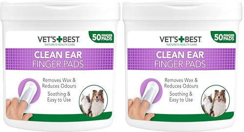 Vet's Best Almohadillas de Limpieza de oído Natural para Perros 50 Unidades 160 g (Paquete de 2)