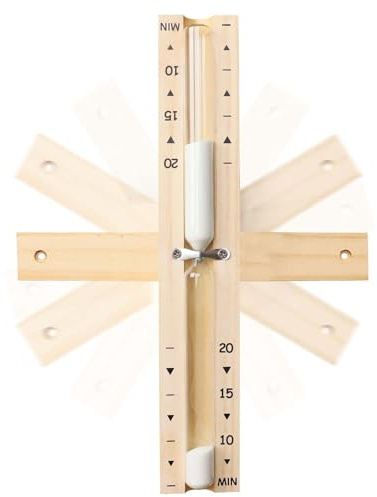 Sauna 20 Minute Hourglass Sand Timer,Rotating Sand Clock 20 Min,Wooden White Sand Watch,Reloj De Arena,Hear Resistant Wood Hour Glass Sandglass for Sauna &SPA Room