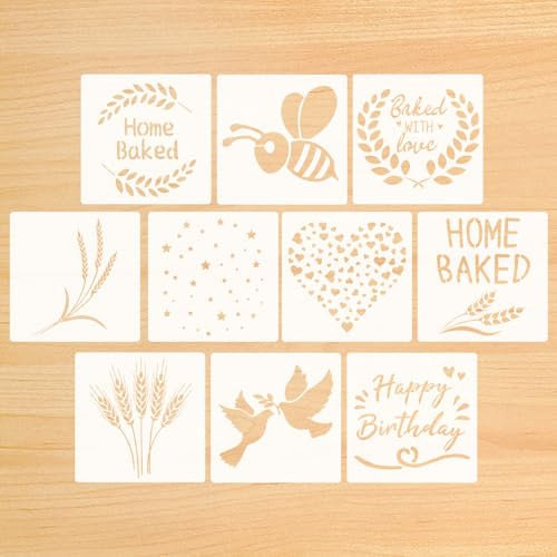 Bread Stencils, 10 Pieces Artisan Baking Stencils Set for Decorating Bread, Cake, Pie, Cookies