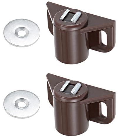 DTGN 35x22mm(LxW) Magnetic Touch Latch - 2 Pack - Good for Kitchen Cupboard Drawer Furniture - Plastic Magnetic Catch Latch Closures - Brown/Silver Tone