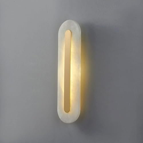 Wandleuchte Innen Wandlampe Moderne Marmor-Wandleuchten, komplett aus Kupfer, lange, lineare Wandleuchte, dimmbare LED-Wandlampe, weiße Alabaster-Beleuchtungsvorrichtung for Schlafzimmer, Wohnzimmer,
