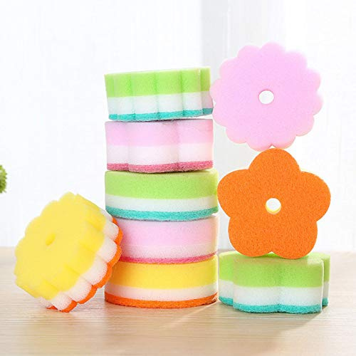 Keuyeo Schwämme, Scheuerschwämme, 5 Stück, Blumenform, Schwamm, Bürste, Geschirr, Glas, Geschirr, Schwamm, Küche, Zuhause, Weihnachten, Reinigungswerkzeug