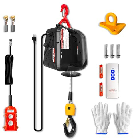 YATOINTO 3 in 1 Electric Hoist Winch, 1100lbs Portable Electric Power Winch with Wire and Wireless Remote Control, 120V Electric Hoist Crane, Overload Protection 25ft Lifting Height for Towing (Black)
