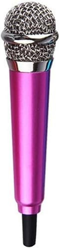 Labriciyon Mini microfono a condensatore da 3,5 mm rosso rosa con microfono a condensatore per telefono karaoke con supporto per canto Attrezzatura per microfono Mini microfono portatile per telefono