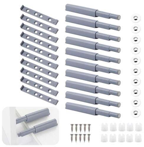 10pcs Appuyez pour Ouvrir Magnétique Loquets, Amortisseur Porte Placard, Fermetures Magnétiques Push to Open, Loquets Magnétiques pour Portes, Idéal pour Placards, Armoires, et Plus