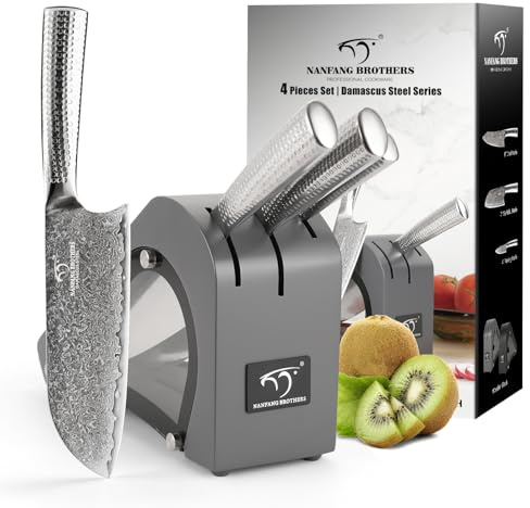 NANFANG BROTHERS Damascus Kitchen Knife Set (Grey-4Pcs)