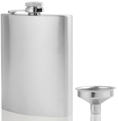 Flasque à Alcool en Acier Inoxydable 8 Oz / 227 ml - Flasque de Whisky Portable avec Petit Entonnoir, pour Randonnée, Escalade, Camping et Voyage, Cadeau Élégant pour Hommes et Femmes