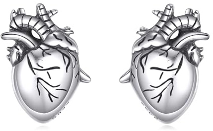 Anatomiskt hjärta örhängen 925 sterlingsilver gotiskt hjärta örhängen anatomiskt hjärta goth smycken gåvor för män och kvinnor