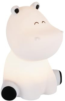 Eglo Lampada da notte a LED Castellino, luce notturna comodino batteria, decorazione per la cameretta dei bambini, funzione touch, forma di ippopotamo, blu, colore luce: bianco caldo, RGB