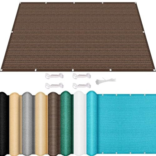 Telo Parasole Tenda da Sole 150 x 200 cm HDPE Resistente Ai Raggi UV Traspirante Telo Parasole Rete Ombra con Fune e Occhiellato per Terrazza Piscina Campeggio, Marrone