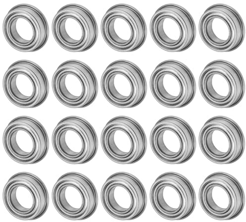 M METERXITY 20-Pack MF148ZZ Flanged Ball Bearing, 8mm x 14mm x 4mm Double Metal Shielded Z1 Chrome (GCr15) Steel Flange Rip Bearings for Wheelbarrow/Printer/Fax Machines/Power Tools