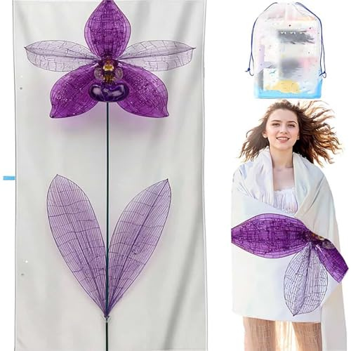 Microfibra Telo Mare Antisabbia, Viola Telo Mare Grande 80x160 cm cm XXL Pianta Asciugamano Leggero Compatto Asciugatura Rapida Assorbente, per Piscina Bagno Campeggio Viaggio Regalo SYL7 2-E
