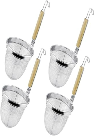 Syengery 4 Piezas Cesta para Cocer Pasta, Cestas Coladoras De Pasta, Cuchara De Colador De Fideos, Cuchara Asiática De Cocina con Mango para Dormitorio, Restaurante