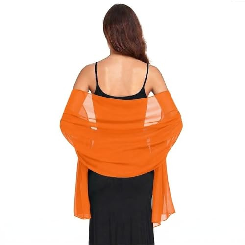 Van Der Rich ® - Silk Chiffong Sjal Sjal Lätt Sjal - Kvinnor, Orange, 190 cm x 80 cm