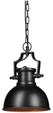 Relaxdays Lampada a sospensione stile industrial look retro shabby per sala da pranzo, LED, E27, lampadario Ø 21 cm nero