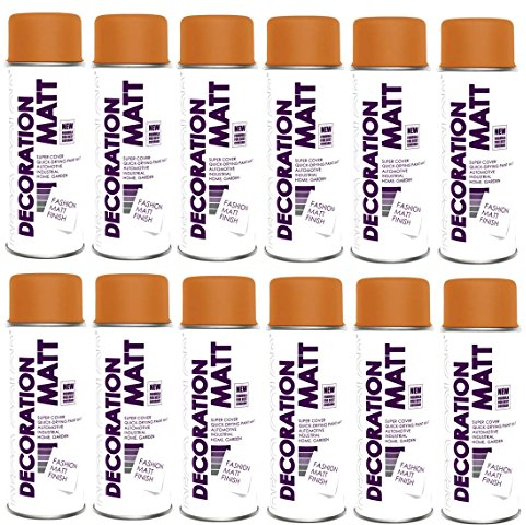 Deco Color 12er Sparpack DC Lackspray matt 400ml nach RAL freie Farbauswahl (12 Dosen in orange MATT RAL 2004)