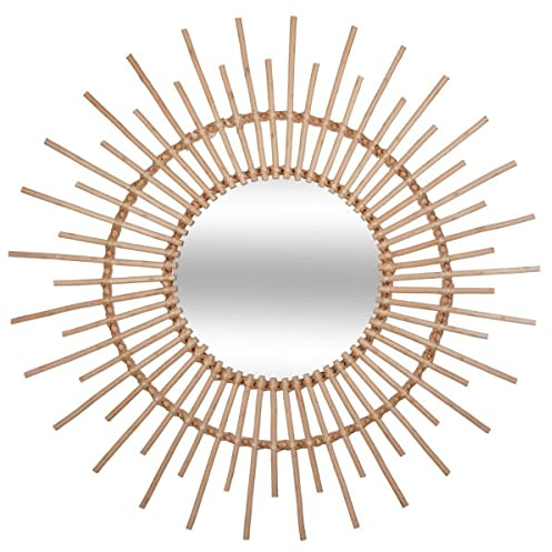 Atmosphera Spiegel aus Rattan, 76 cm, Beige/Sonne