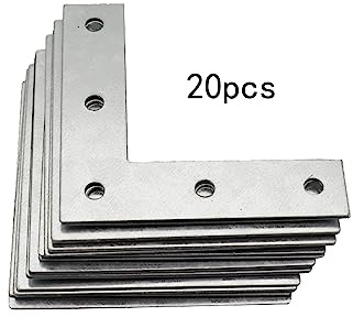 Sipery 20Pcs Flat Corner Brace 3 Inch, L Shaped Flat Mending Plate, Hot Dip Galvanized Metal Repair Joining Plates for Wooden Furniture Joining Bracket Support Braces