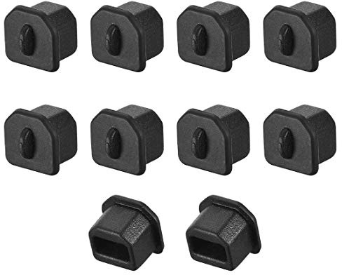 sourcing map 10pcs Silicone USB Cap Port Cover Anti Dust Protector 8mmx7.3mm for USB-B Black