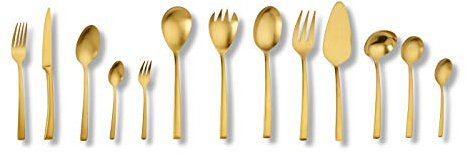 Echtwerk Tafelbesteck Avelino, PVD gold mattiert, 68-teilig, für 12 Personen, Edelstahl 18/10, Besteck Set, inkl. Aufbewahrungs-Kassette