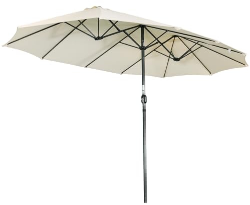 Angel Living Doppelsonnenschirm mit kurbel Groß Sonnenschirm Marktschirm für Terrasse,Balkon & Garten UPF 50+ (Creme 4.6x2.7cm)