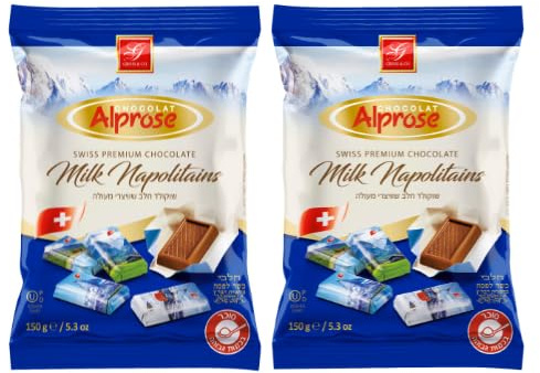 Alprose Napolitan Milk Chocolate - Kosher Swiss Chocolate - x 2 bags of 150g (2 pack)