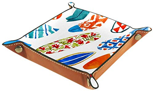 BestIdeas Aufbewahrungskorb, quadratisch, 20,5 x 20,5 cm, mit buntem Surfbrett, Organizer Box auf Tisch für Zuhause, Büro, Wohnheim, Mikrofaser-Leder, Farbenfrohes Surfbrett., Large