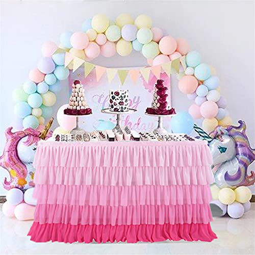 GYHH Tüll Tischrock Tutu Rüschen Meerjungfrauen-Rüschen-Tischrock Aus Weidengeflecht, Für Babyparty,Baby-Hai, Geburtstagsparty Oder Hochzeit,Tutu-Tischrock (9 FT(L) x 30 IN(H),Gradient)