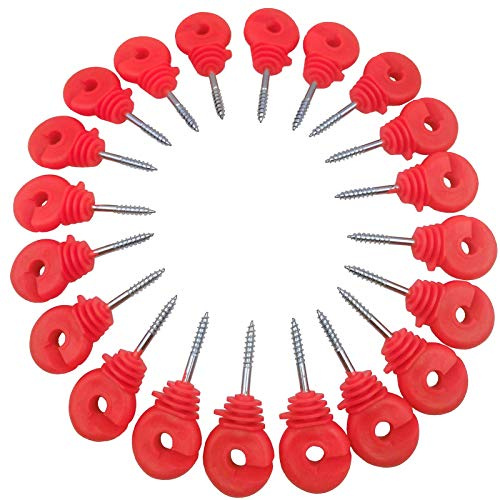 Cukol 20 stück Isolatoren Weidezaun, Weidezaun Isolatoren Ringisolatoren mit Gewinde für Isolatoren Weidezaun Ecke Ecken zur Befestigung von Weidezaunlitze, Electric Fence Insulators（Rot）