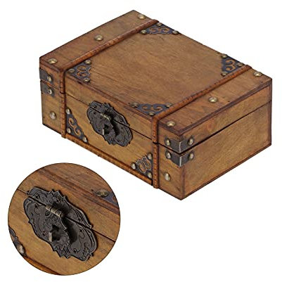 HERCHR Holz Schatztruhe Box, Vintage Schmuckschatulle Schatzkiste Schatztruhe Schmuckschatulle Handmades Dekorative Holzkiste Schmuckstück Schmuck Aufbewahrungsbox