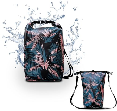Ikuri Drybag Trockentasche Rucksack Rolltop Wasserdicht aus Plane - Tasche für SUP, Surf, Kayak, Outdoor - Design Retro Palma