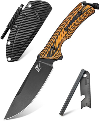 LOTHAR FOX Jagdmesser aus D2 Stahl, Outdoor Messer mit G10 Griff, Full Tang, Zweifarbiges Outdoor Messer Survival, Fahrtenmesser, für Outdoor Liebhaber und Abenteuer