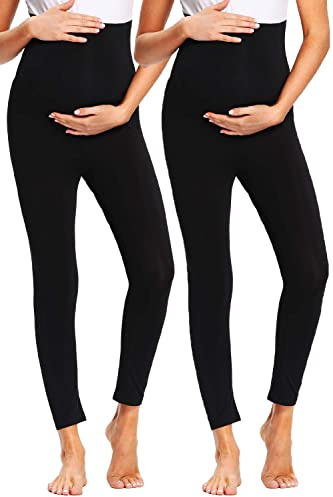 JMITHA Legging Grossesse et Maternité, L'été 7/8 Legging Classique Pantalon Femme Enceinte Coton Souple et Bien Confortable